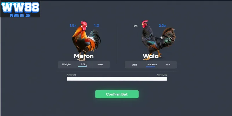 Kèo cược Đá Gà WW88 phong phú, thưởng hấp dẫn